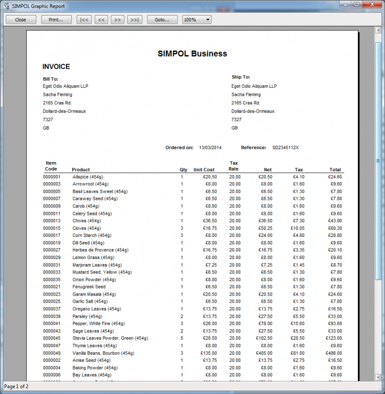 Graphic Report Output