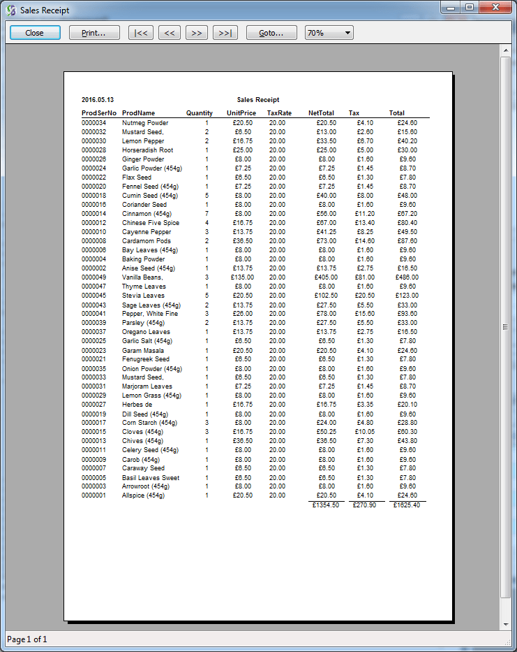 Quick Report Output